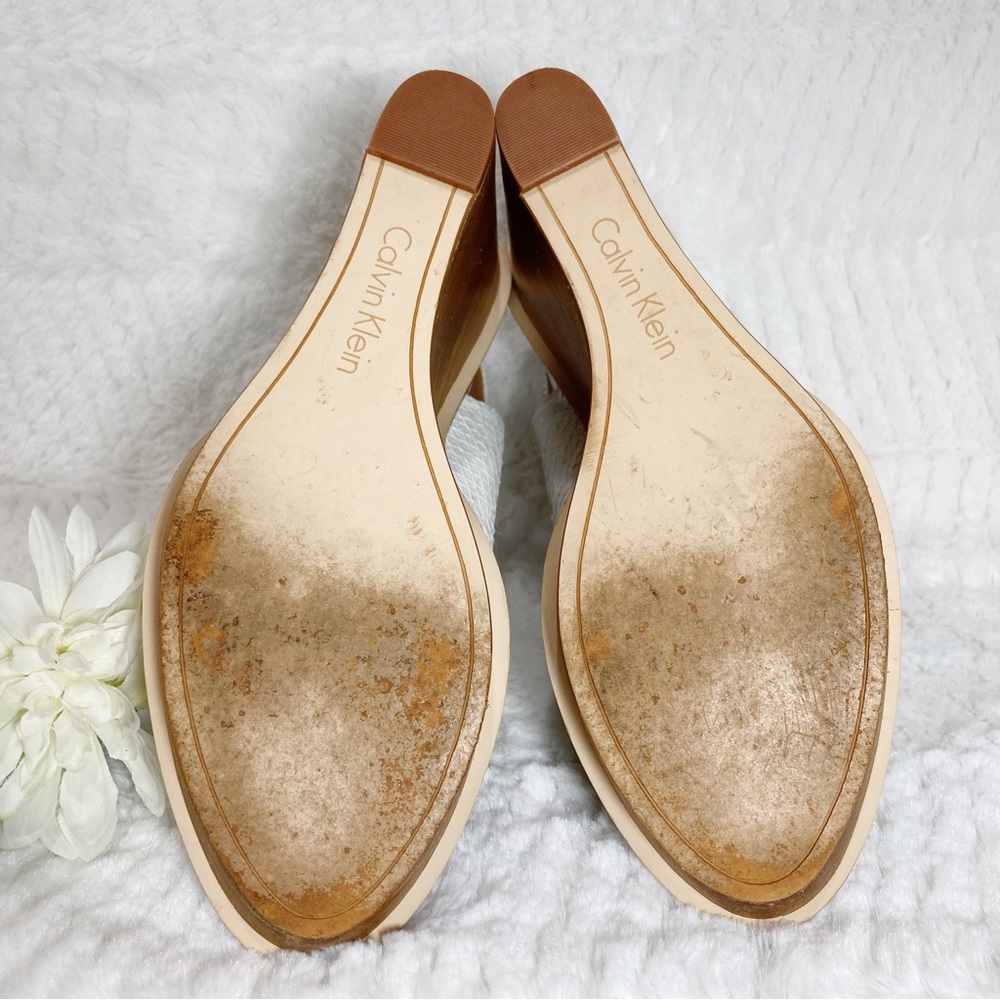 Calvin Klein PRINA White Python Embossed Wedge Sa… - image 9